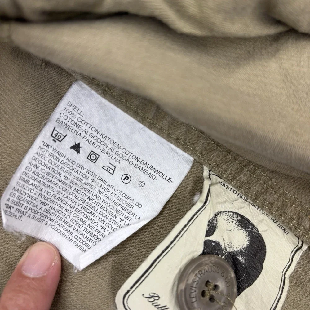 Men's LEVI'S Khaki‎ 100% Cotton Button Up Utility Jacket Size Large